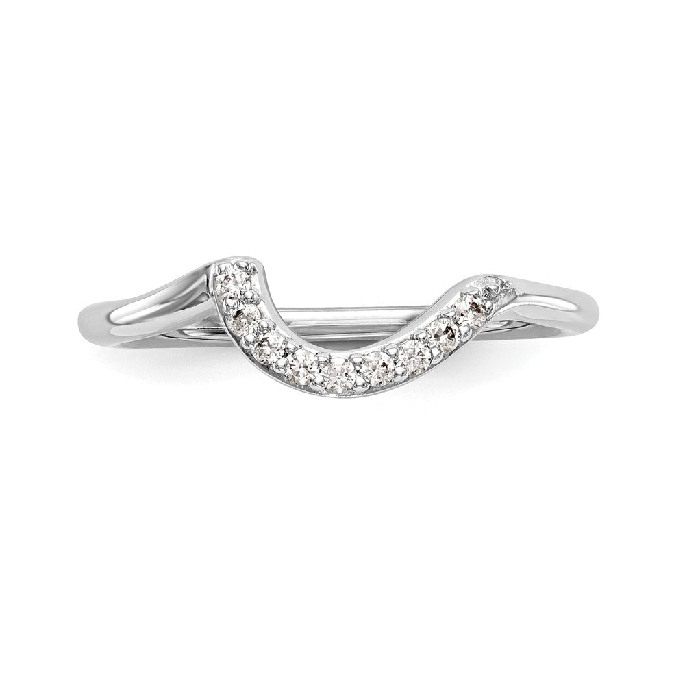 14K White Gold 1/10 carat Diamond Contoured Complete Wedding Band