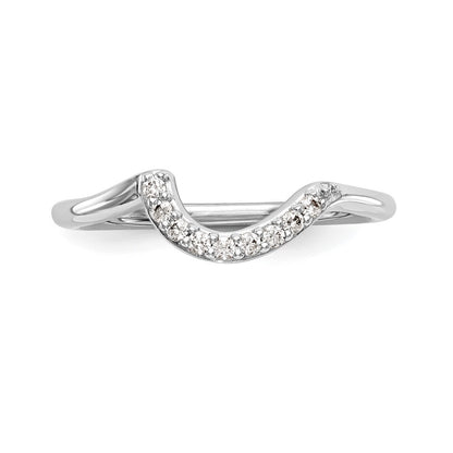 14K White Gold 1/10 carat Diamond Contoured Complete Wedding Band