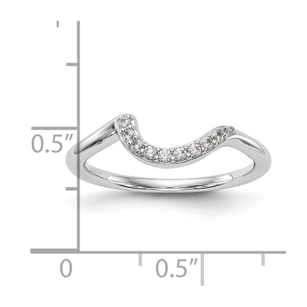 14K White Gold 1/10 carat Diamond Contoured Complete Wedding Band