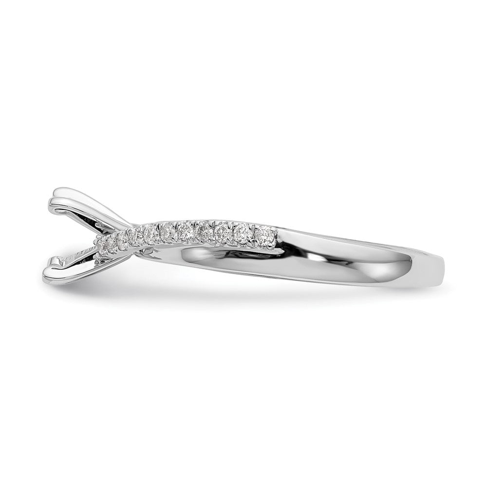 14k White Gold By-Pass Peg Set 1/8 carat Diamond Semi-mount Engagement Ring