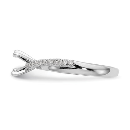 14k White Gold By-Pass Peg Set 1/8 carat Diamond Semi-mount Engagement Ring