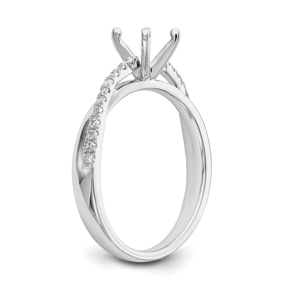 14k White Gold By-Pass Peg Set 1/8 carat Diamond Semi-mount Engagement Ring