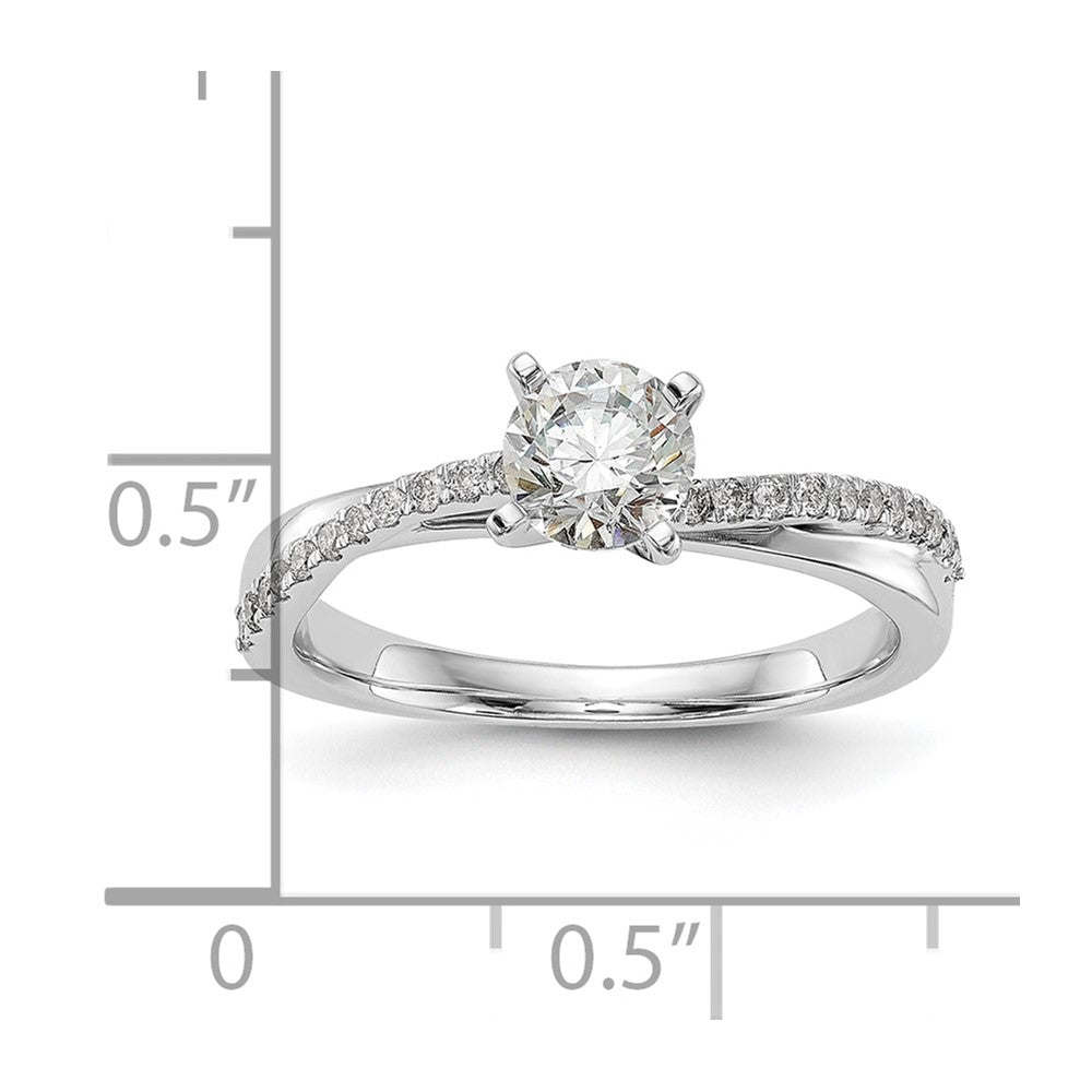 14k White Gold By-Pass Peg Set 1/8 carat Diamond Semi-mount Engagement Ring