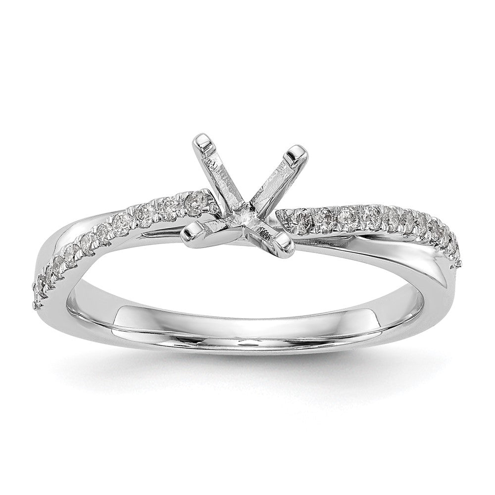 14k White Gold By-Pass Peg Set 1/8 carat Diamond Semi-mount Engagement Ring
