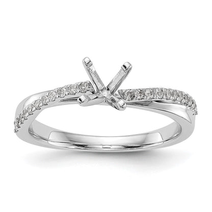 14k White Gold By-Pass Peg Set 1/8 carat Diamond Semi-mount Engagement Ring
