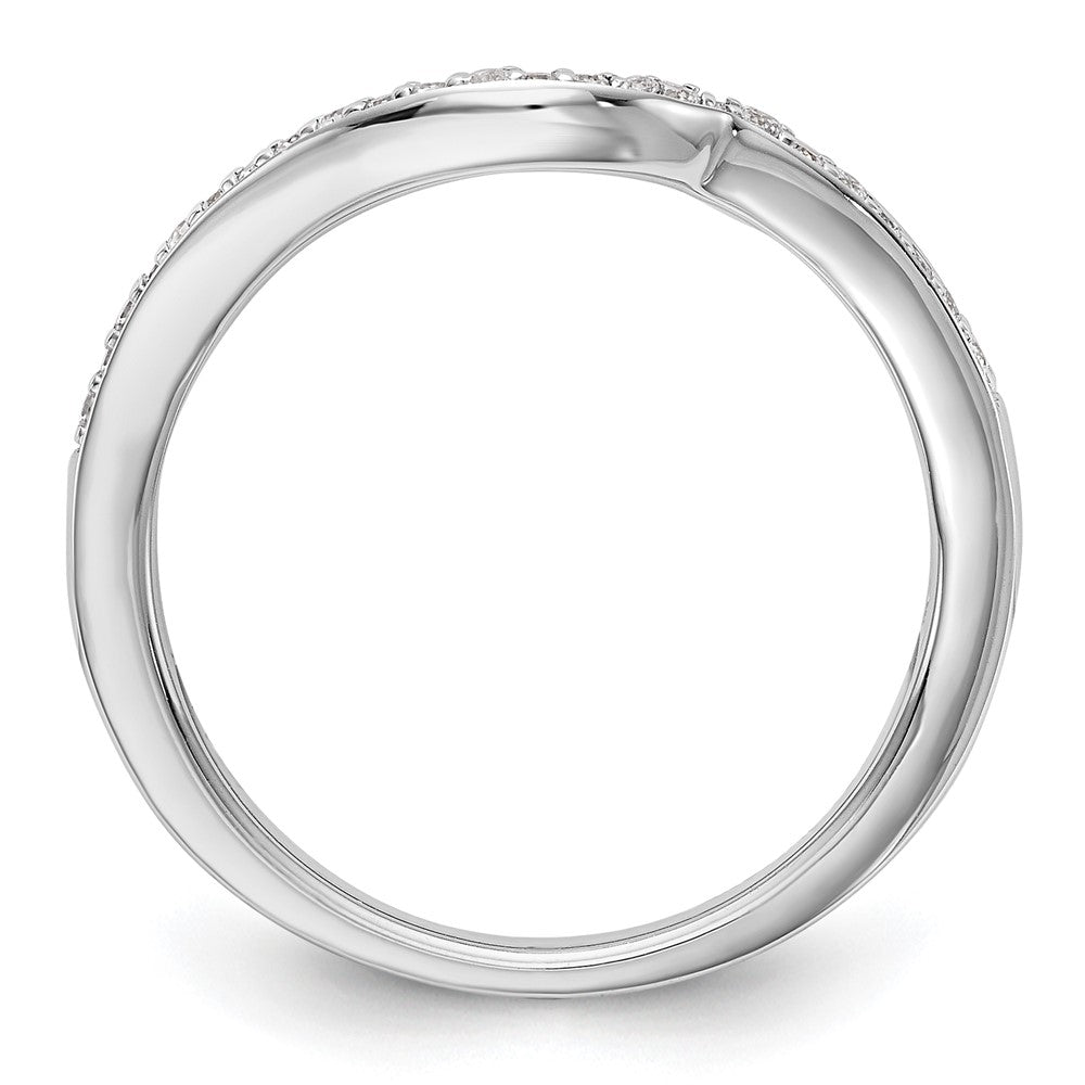 14K White Gold 1/8 carat Diamond Contoured Complete Wedding Band