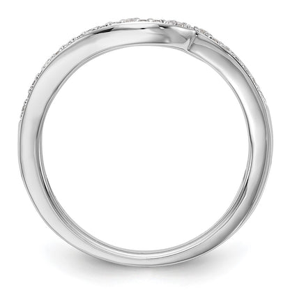 14K White Gold 1/8 carat Diamond Contoured Complete Wedding Band
