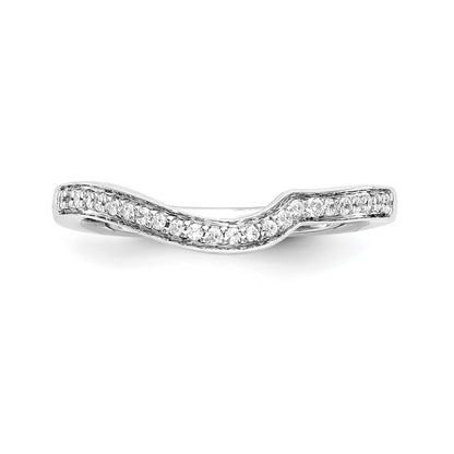 14K White Gold 1/8 carat Diamond Contoured Complete Wedding Band