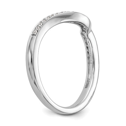 14K White Gold 1/8 carat Diamond Contoured Complete Wedding Band