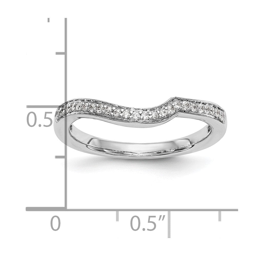 14K White Gold 1/8 carat Diamond Contoured Complete Wedding Band