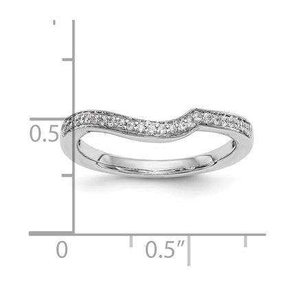 14K White Gold 1/8 carat Diamond Contoured Complete Wedding Band