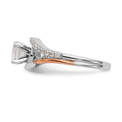 14k Two-tone By-Pass Peg Set 1/5 carat Diamond Semi-mount Engagement Ring