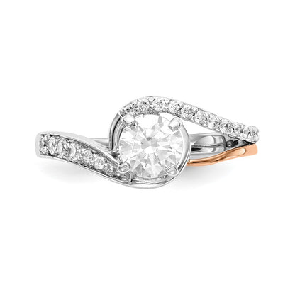 14k Two-tone By-Pass Peg Set 1/5 carat Diamond Semi-mount Engagement Ring