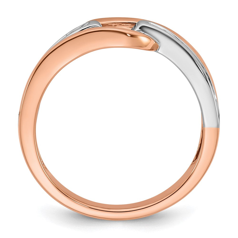 14k White and Rose Gold By-Pass Peg Set 1/6 carat Diamond Semi-mount Engagement Ring