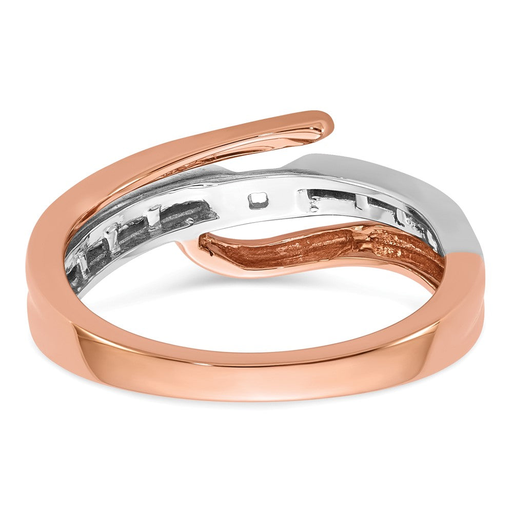 14k White and Rose Gold By-Pass Peg Set 1/6 carat Diamond Semi-mount Engagement Ring