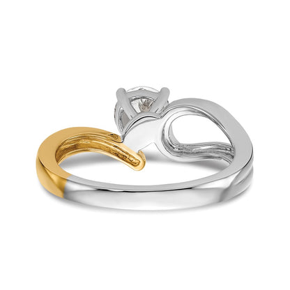 14k Two-tone By-Pass Peg Set .02 carat Diamond Semi-mount Engagement Ring