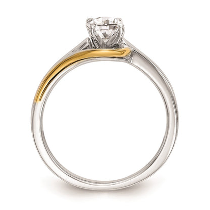 14k Two-tone By-Pass Peg Set Engagement Ring Mounting