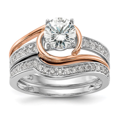 14k Two-tone By-Pass Peg Set 1/5 carat Diamond Semi-mount Engagement Ring