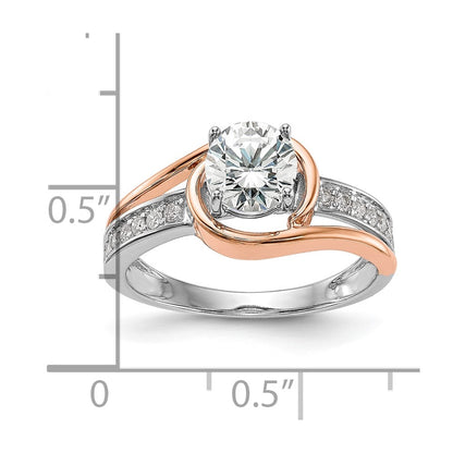 14k Two-tone By-Pass Peg Set 1/5 carat Diamond Semi-mount Engagement Ring