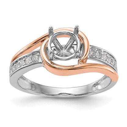 14k Two-Tone Rose and White Gold 1/6 carat Lab Grown Diamond VS/SI+ G+ Semi Mount Peg Set Engagement Ring