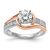 14k Two-tone By-Pass Peg Set 1/5 carat Diamond Semi-mount Engagement Ring