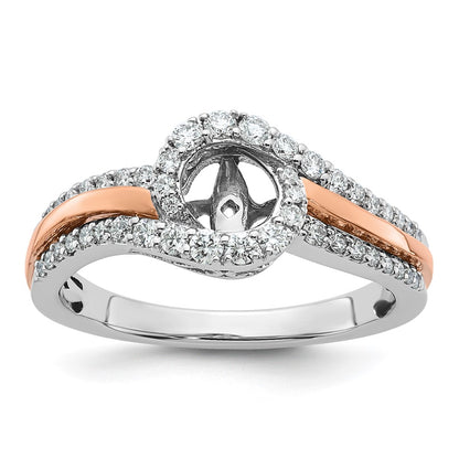 14k Two-tone By-Pass Peg Set 3/8 carat Diamond Semi-mount Engagement Ring