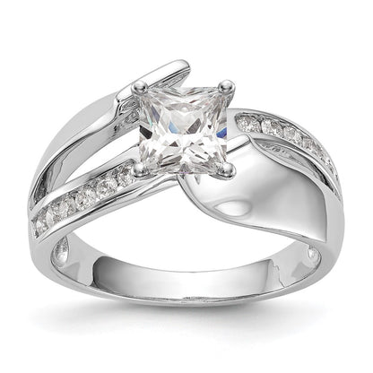 14k White Gold By-Pass Peg Set 1/5 carat Diamond Semi-mount Engagement Ring
