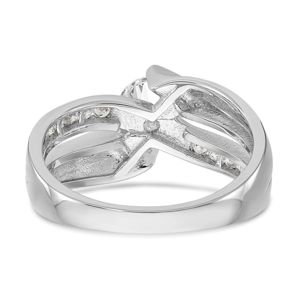 14k White Gold By-Pass Peg Set 1/5 carat Diamond Semi-mount Engagement Ring