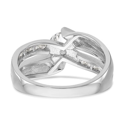 14k White Gold By-Pass Peg Set 1/5 carat Diamond Semi-mount Engagement Ring