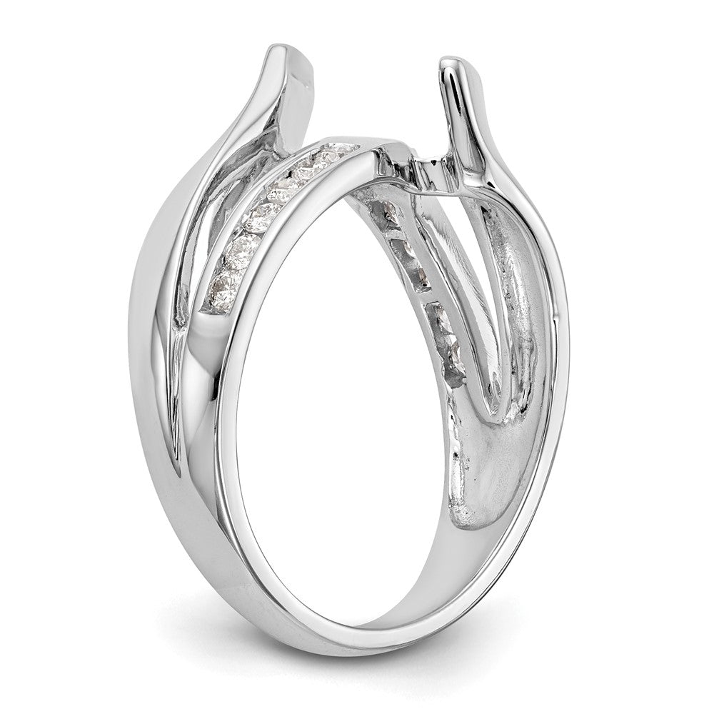 14k White Gold By-Pass Peg Set 1/5 carat Diamond Semi-mount Engagement Ring