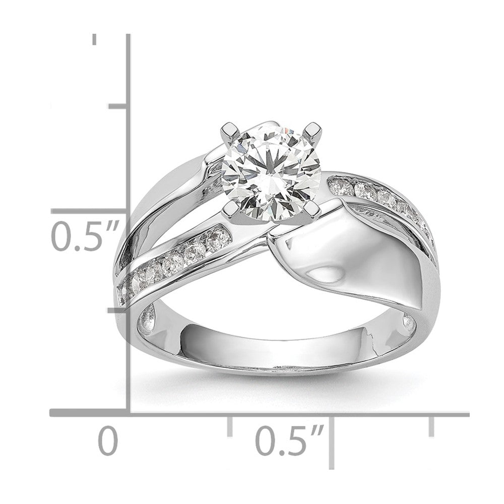 14k White Gold By-Pass Peg Set 1/5 carat Diamond Semi-mount Engagement Ring