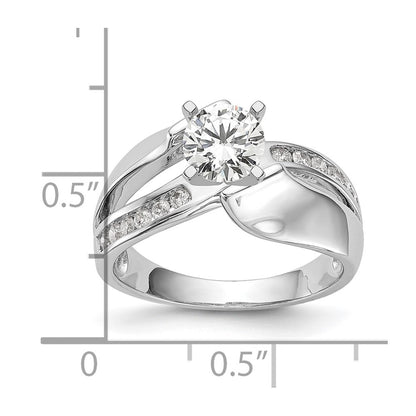 14k White Gold By-Pass Peg Set 1/5 carat Diamond Semi-mount Engagement Ring