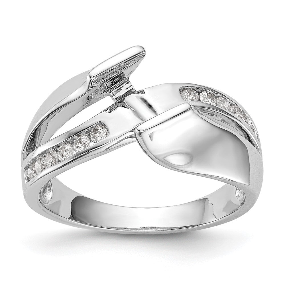 14k White Gold By-Pass Peg Set 1/5 carat Diamond Semi-mount Engagement Ring