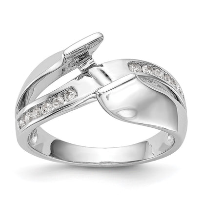 14k White Gold By-Pass Peg Set 1/5 carat Diamond Semi-mount Engagement Ring