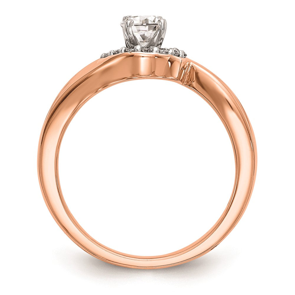 10K Rose Gold Peg Set Bypass 1/20 carat Diamond Semi-mount Engagement Ring