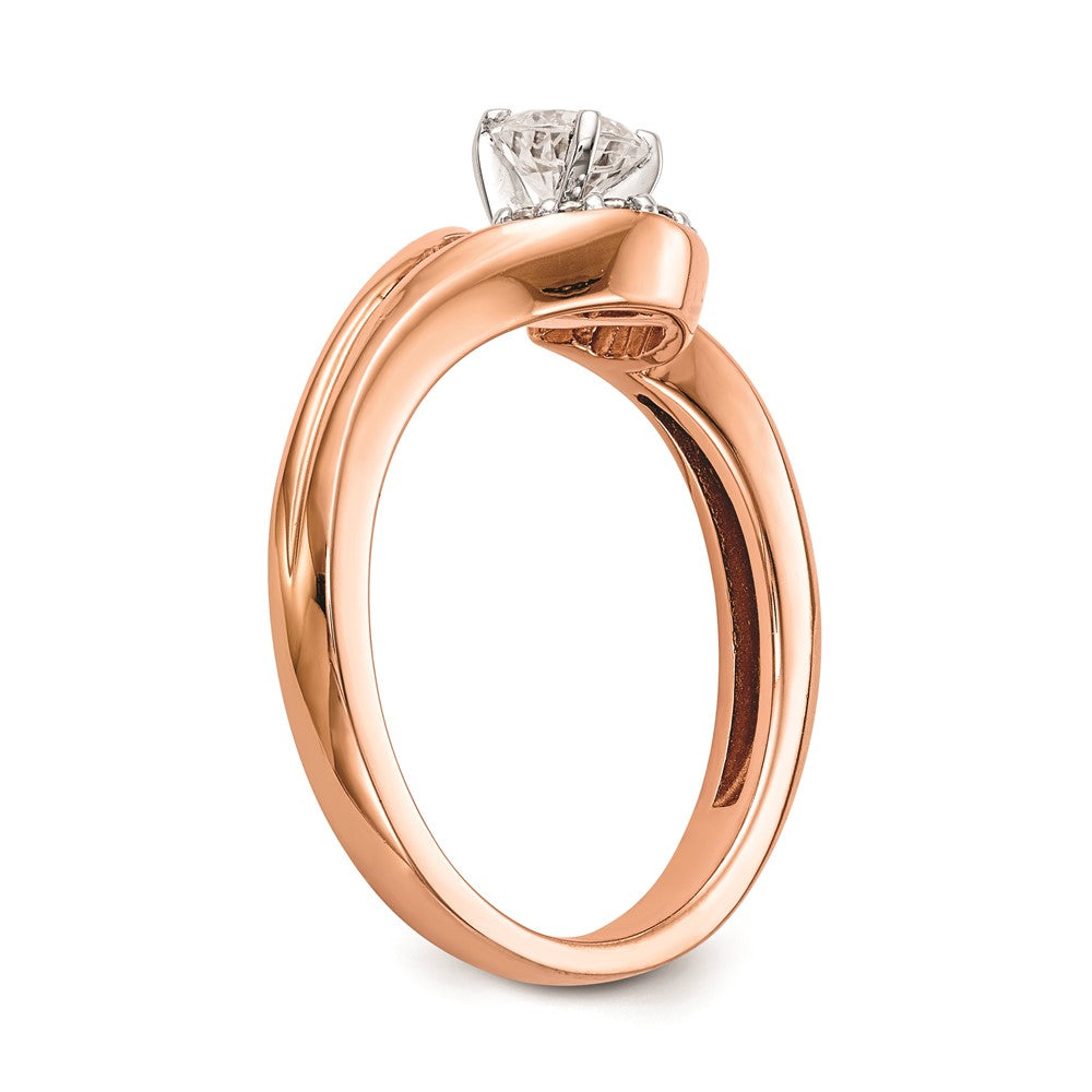 10K Rose Gold Peg Set Bypass 1/20 carat Diamond Semi-mount Engagement Ring