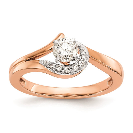 10K Rose Gold Peg Set Bypass 1/20 carat Diamond Semi-mount Engagement Ring