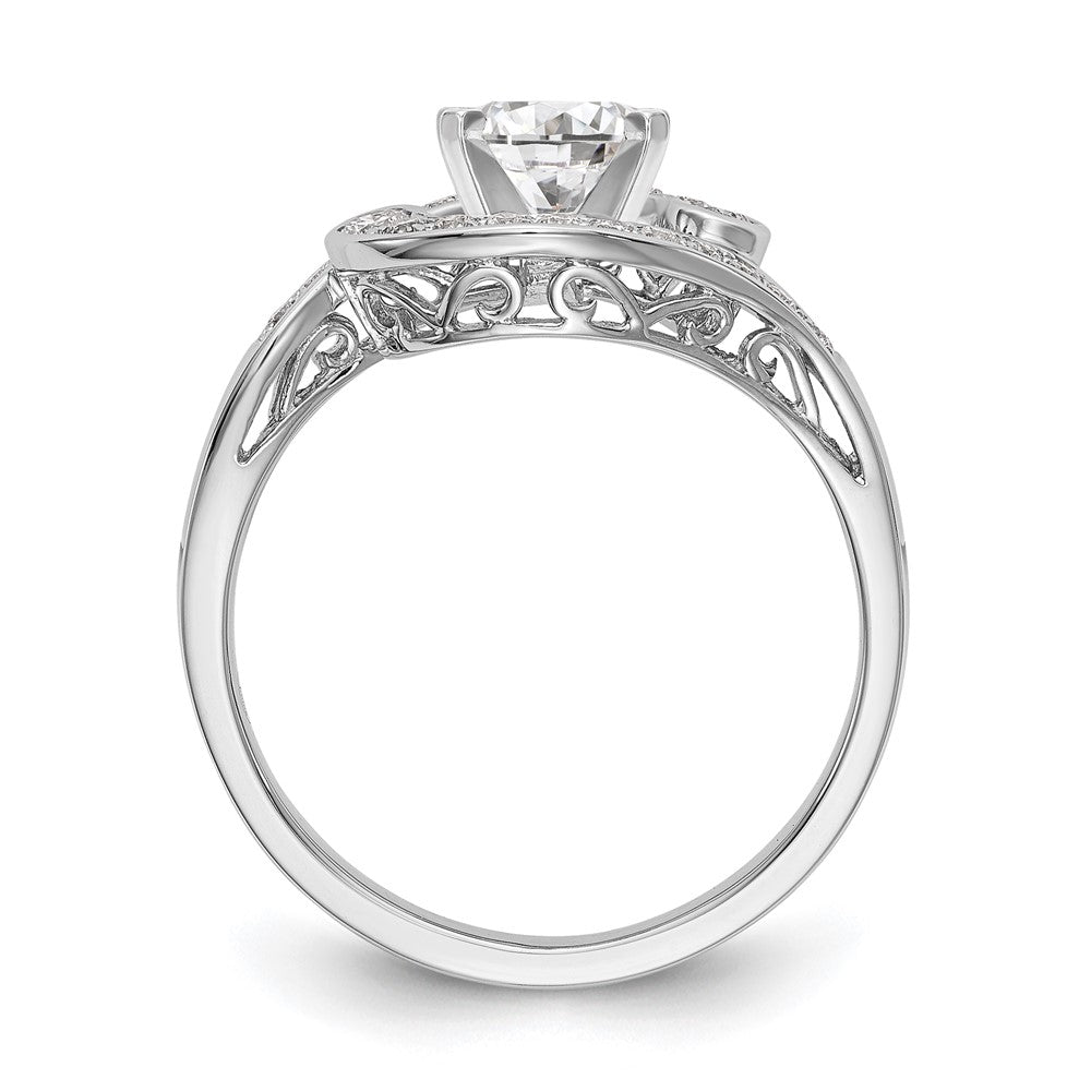 14k White Gold By-Pass Peg Set 1/4 carat Diamond Semi-mount Engagement Ring