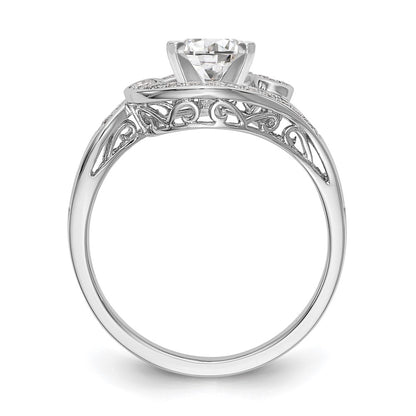 14k White Gold By-Pass Peg Set 1/4 carat Diamond Semi-mount Engagement Ring