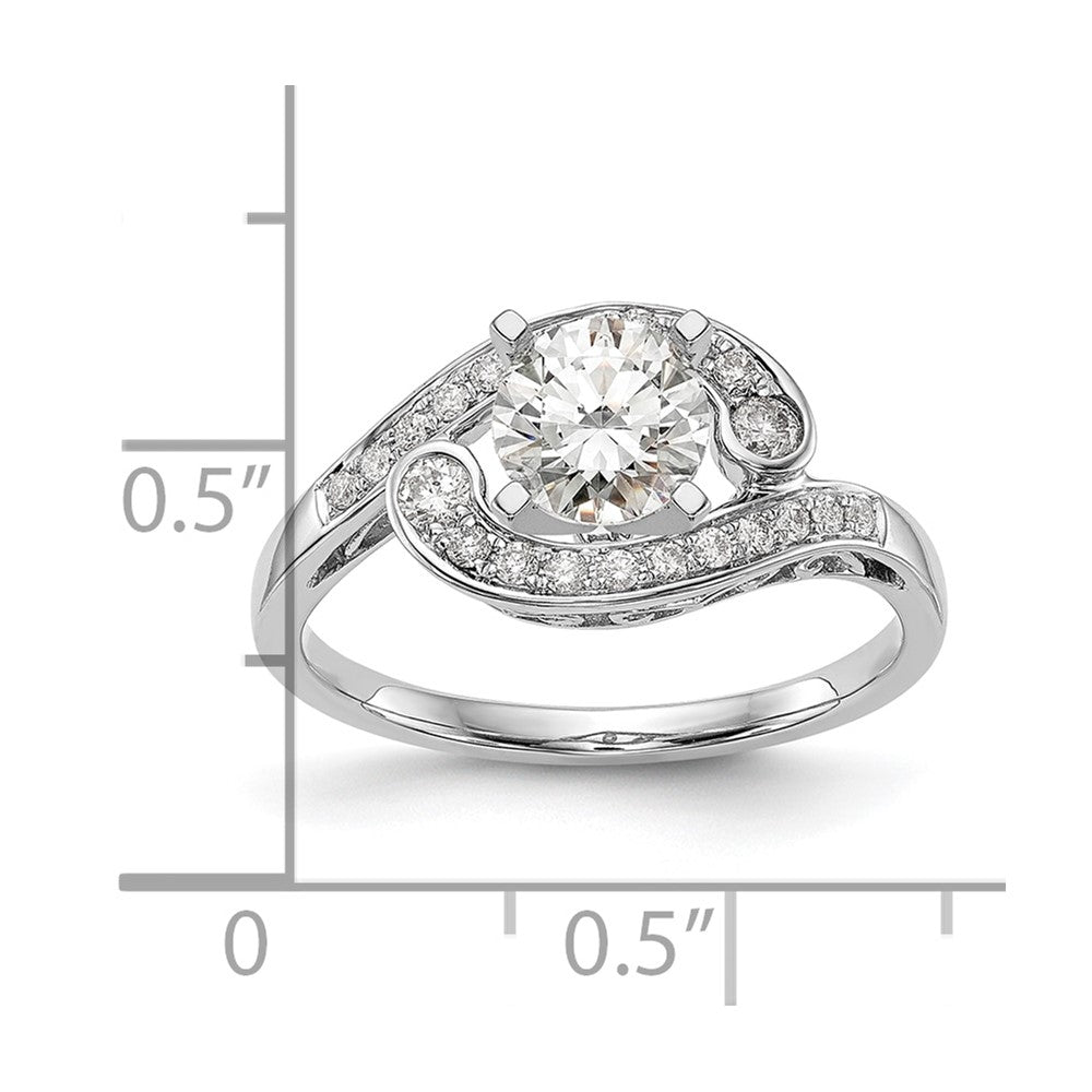 14k White Gold By-Pass Peg Set 1/4 carat Diamond Semi-mount Engagement Ring