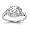14k White Gold By-Pass Peg Set 1/4 carat Diamond Semi-mount Engagement Ring