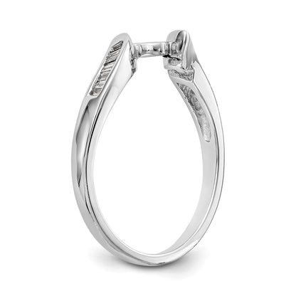 14k White Gold By-Pass Peg Set 1/8 carat Baguette Diamond Semi-mount Engagement Ring