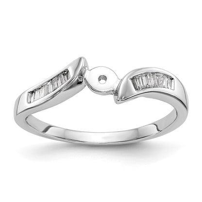 14k White Gold By-Pass Peg Set 1/8 carat Baguette Diamond Semi-mount Engagement Ring