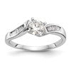 14k White Gold By-Pass Peg Set 1/8 carat Baguette Diamond Semi-mount Engagement Ring