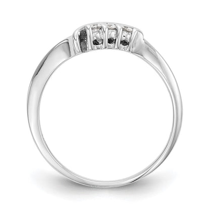 14k White Gold 1/20 carat Diamond Contoured Complete Wedding Band