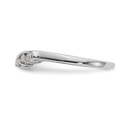 14k White Gold 1/20 carat Diamond Contoured Complete Wedding Band