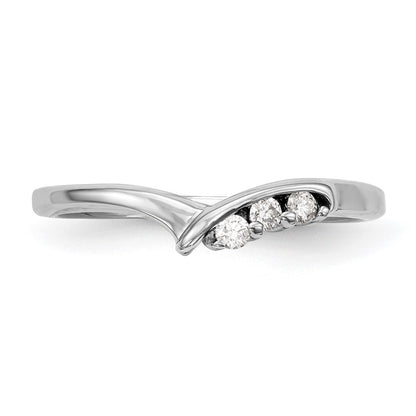 14k White Gold 1/20 carat Diamond Contoured Complete Wedding Band