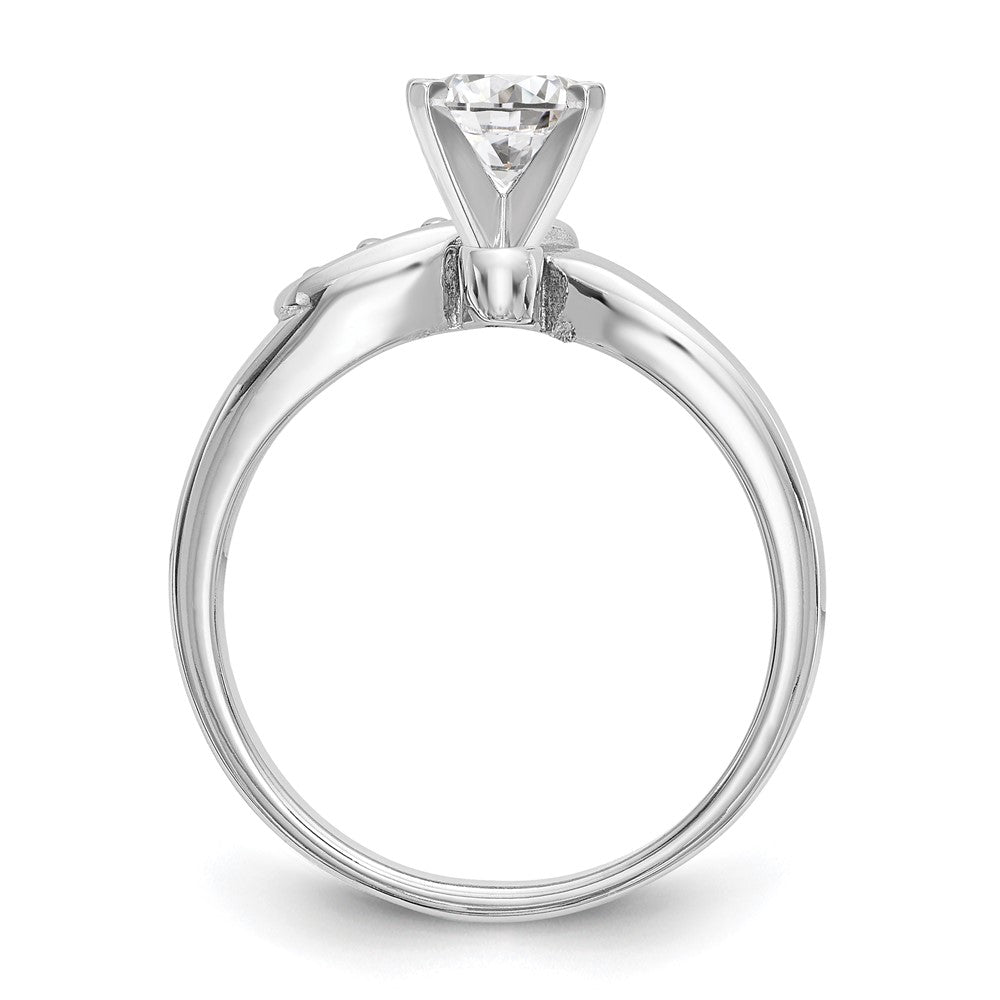 14k White Gold By-Pass Peg Set 1/20 carat Diamond Semi-mount Engagement Ring