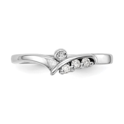 14k White Gold By-Pass Peg Set 1/20 carat Diamond Semi-mount Engagement Ring