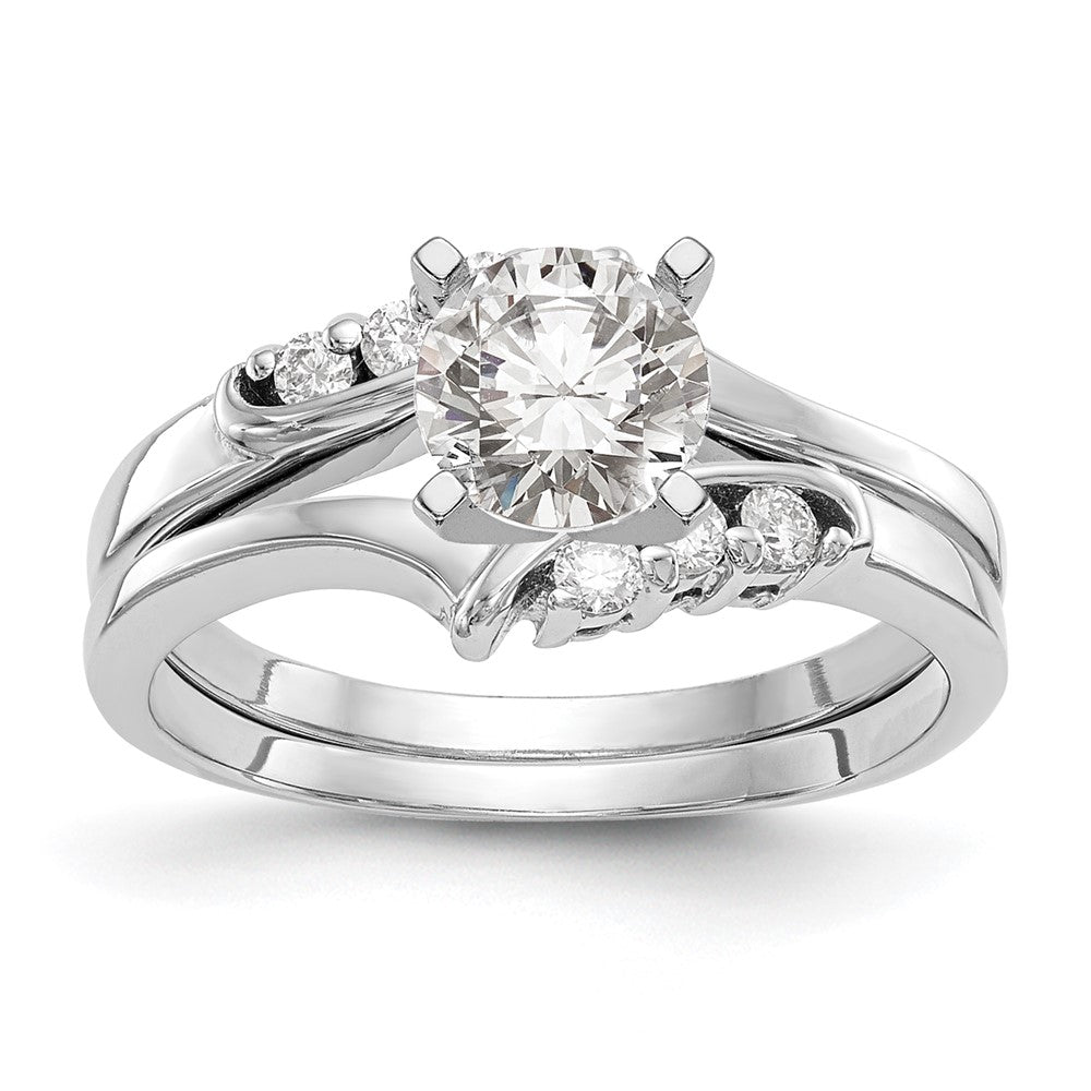 14k White Gold By-Pass Peg Set 1/20 carat Diamond Semi-mount Engagement Ring